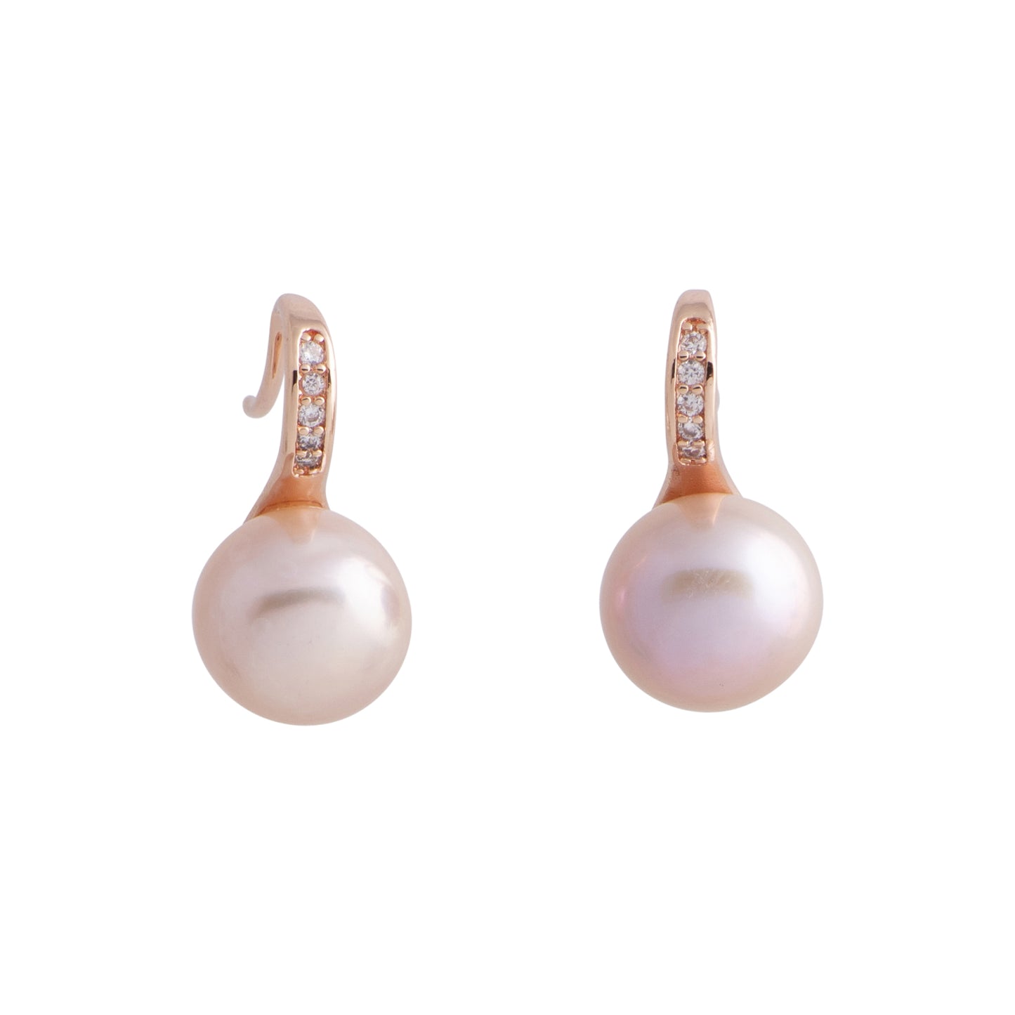 Europa - Rose gold-tone huggie earring with freshwater pearl (Natural pearls)