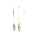 Ilaria - Gold-tone drop freshwater coin pearl earrings (White pearls)