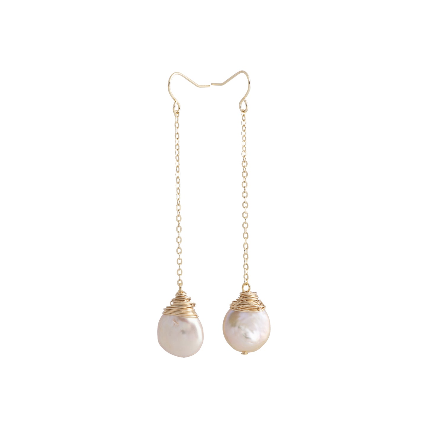 Anini - Gold-tone freshwater pearl drop earrings (White pearls)