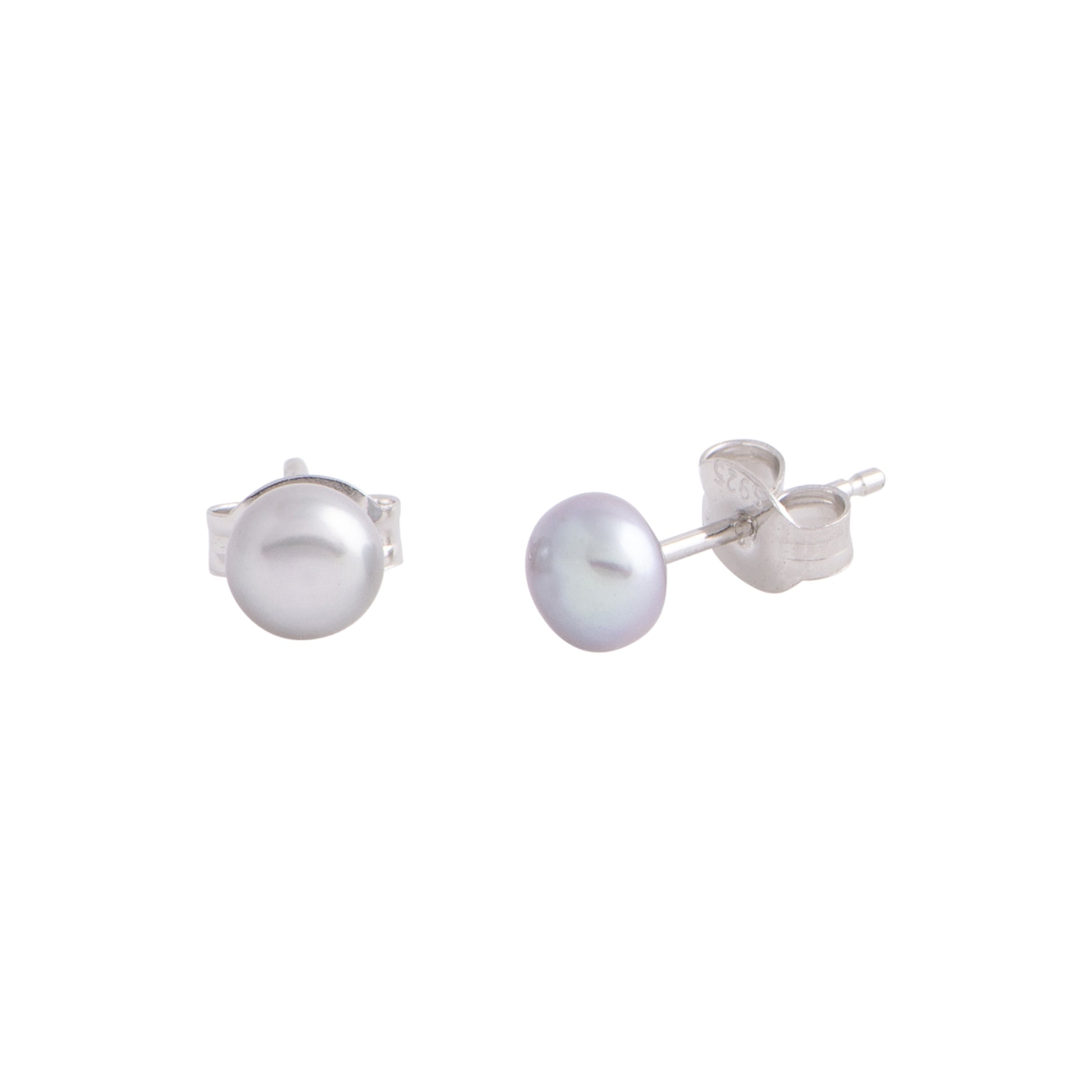 Alika - Small (5mm) pearl nickle-free earrings (Silver pearls)