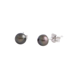 Alika - Small (5mm) pearl nickle-free earrings (Dark grey pearls)