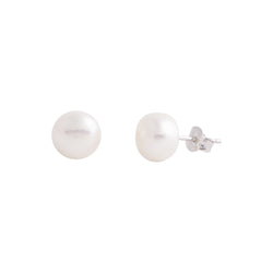 Amaya - Medium (8mm) pearl nickle-free earrings (White pearls)