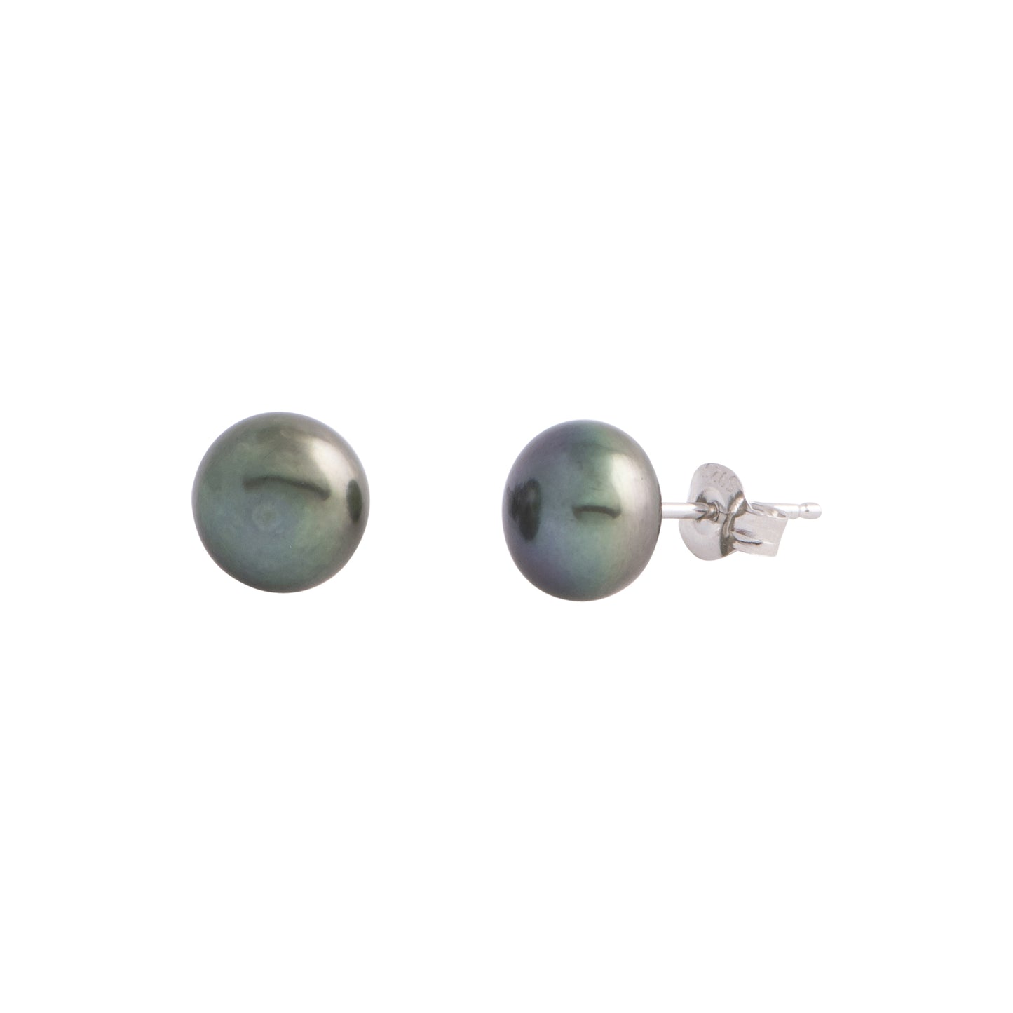 Amaya - Medium (8mm) pearl nickle-free earrings (Dark grey pearls)