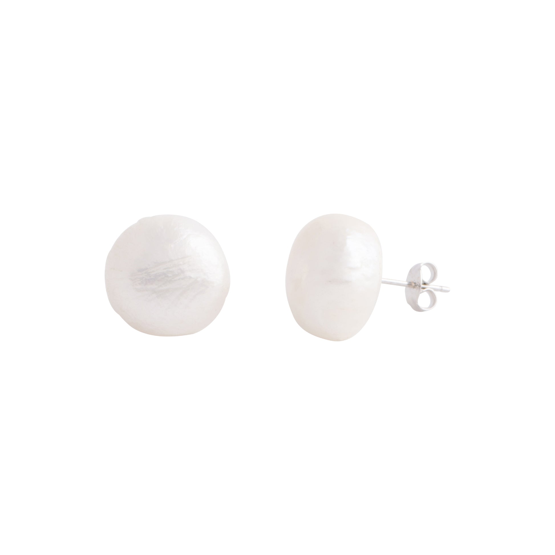 Elara - Large (12 - 15mm) pearl nickle-free earrings (White pearls)