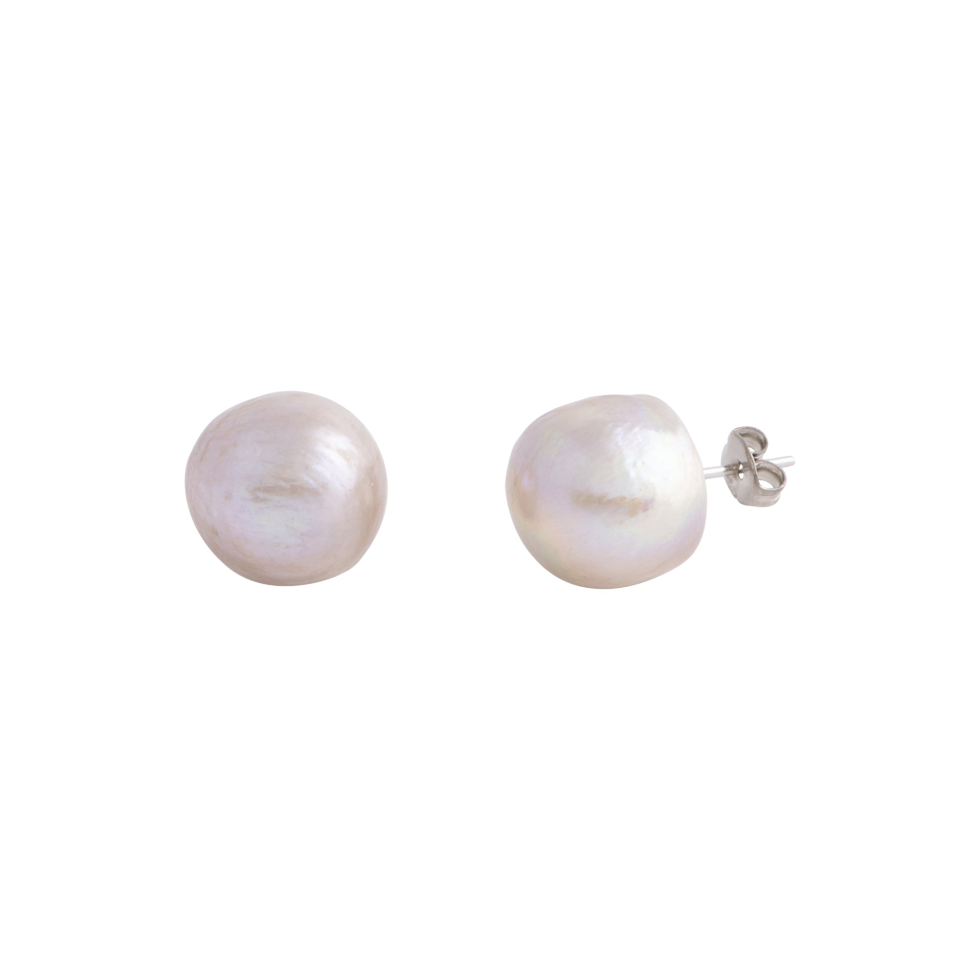 Elara - Large (12 - 15mm) pearl nickle-free earrings (Champagne pearls)