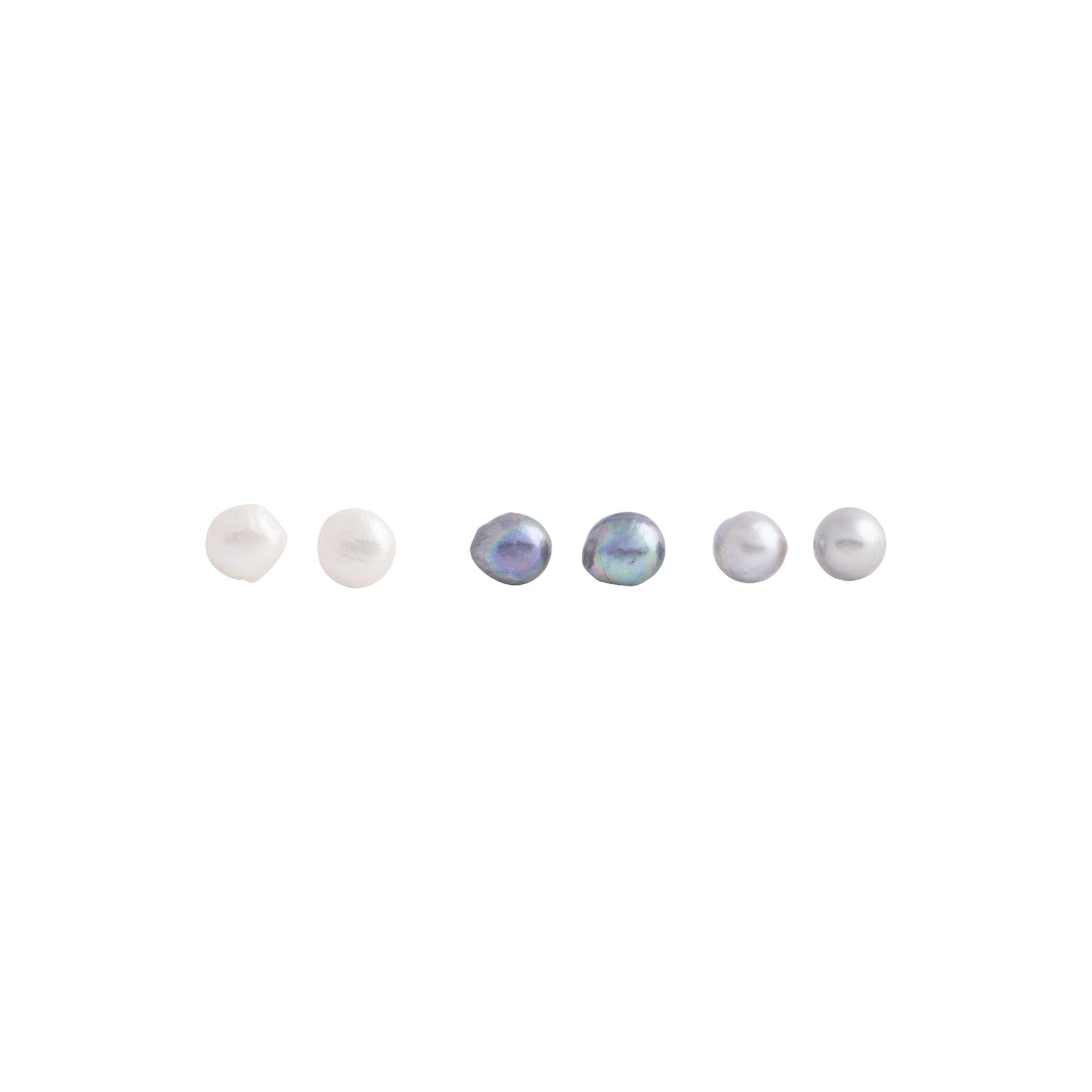 Elara - Large (12 - 15mm) pearl nickle-free earrings (White, dark grey and silver pearls)