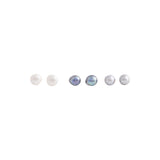 Elara - Large (12 - 15mm) pearl nickle-free earrings (White, dark grey and silver pearls)