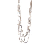 Julie - Multi strand suede necklace with pearls (Grey suede, multicolor pearls)