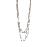 Julie - Multi strand suede necklace with pearls (Grey suede, silver pearls)