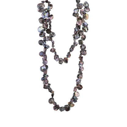 Anna - Keshi Pearl Necklace (Dark grey pearls, layered)