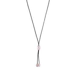 Lily - Freshwater pearl bolo tie (Black strand, natural pearls)