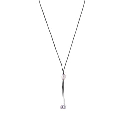 Lily - Freshwater pearl bolo tie (Black strand, silver pearls)