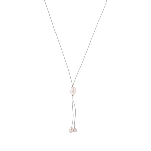 Lily - Freshwater pearl bolo tie (Grey strand, natural pearls)
