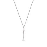Lily - Freshwater pearl bolo tie (Dark brown strand, white pearls)