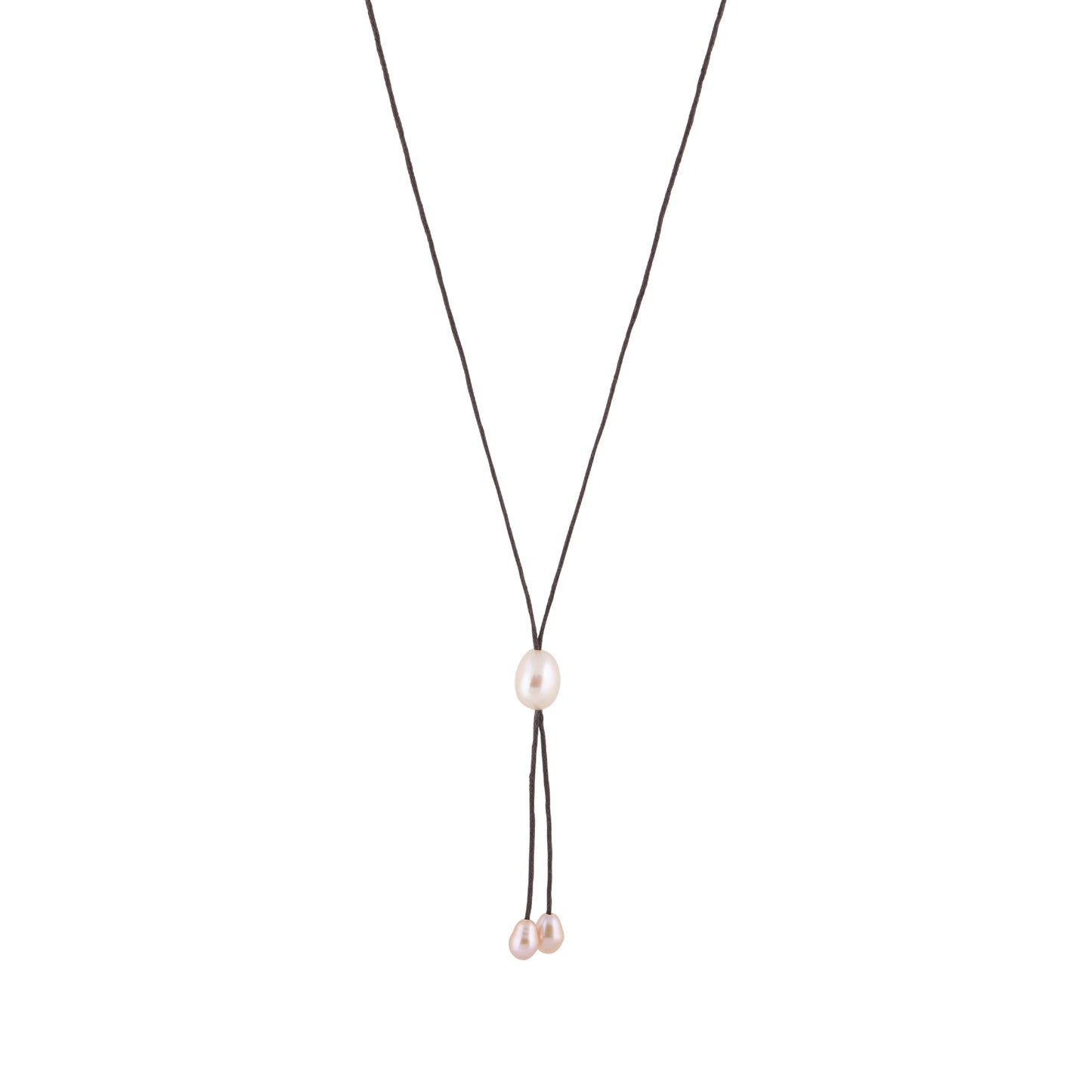 Lily - Freshwater pearl bolo tie (Dark brown strand, natural pearls)