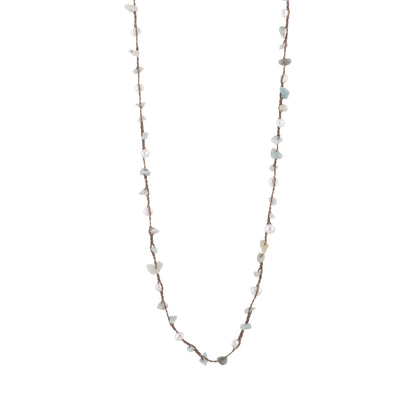 Lexi - Crochet freshwater pearl and stone necklace (Amazonite)