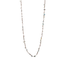 Lexi - Crochet freshwater pearl and stone necklace (Amazonite)