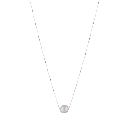 Kelly - Freshwater pearl and sterling silver necklace (Silver pearl)