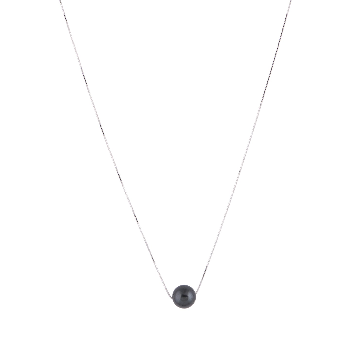 Kelly - Freshwater pearl and sterling silver necklace (Dark grey pearl)