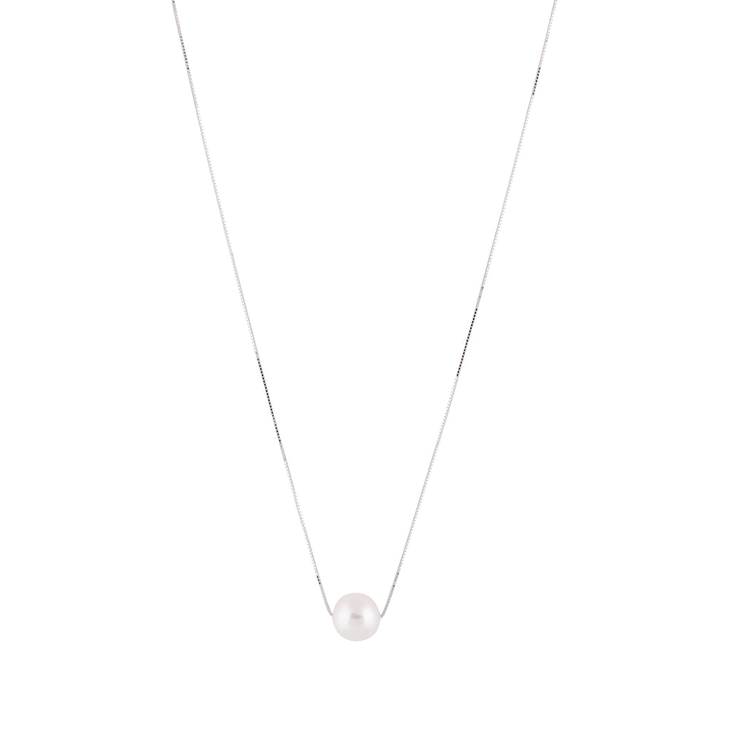 Kelly - Freshwater pearl and sterling silver necklace (White pearl)