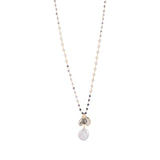 Nicole - Coin pearl rosary chain with hanging charms (Back)