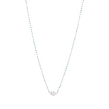 Kayleigh - Freshwater pearl and crystal necklace (Turquoise crystals / white pearl)