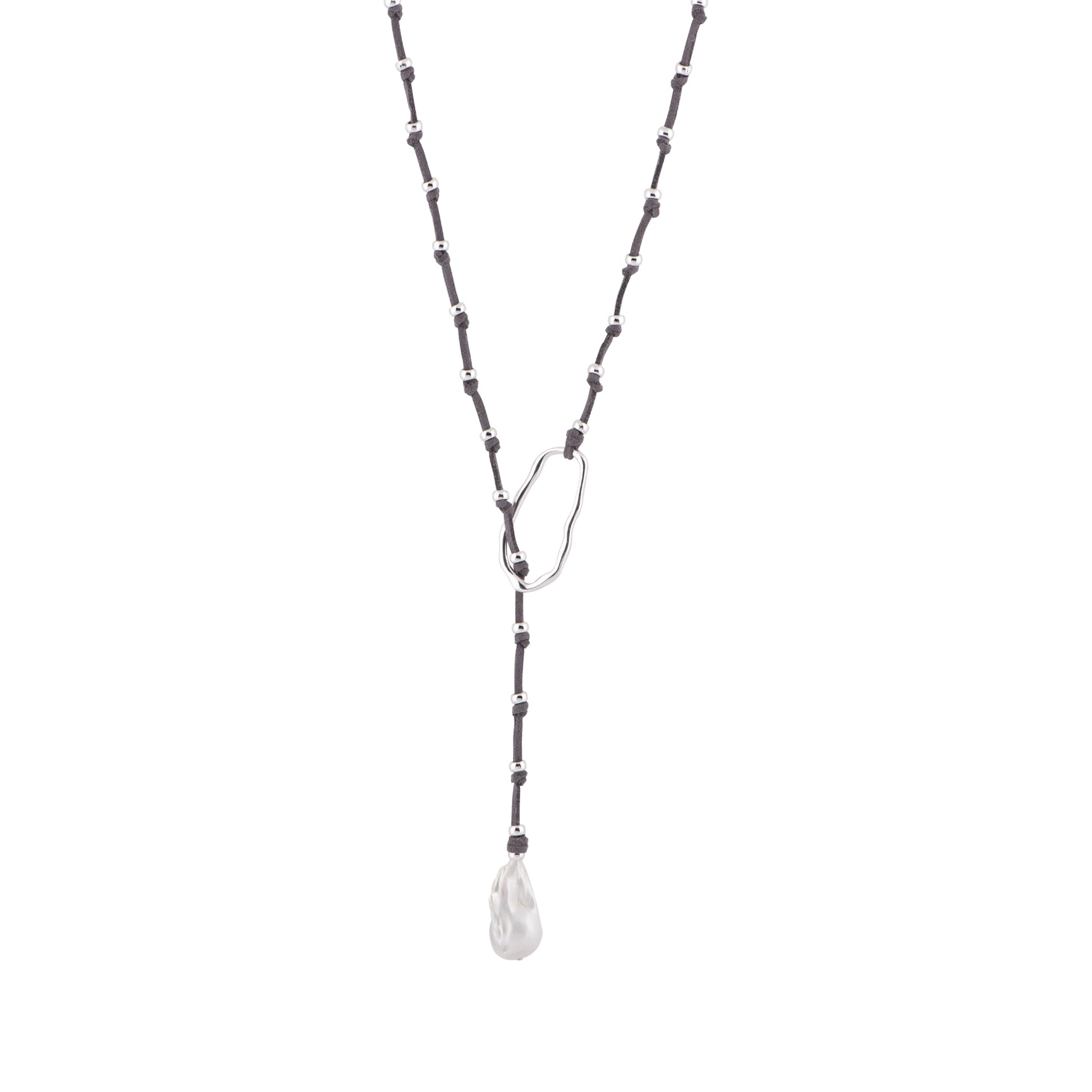Carina - Adjustable baroque pearl necklace (Grey)