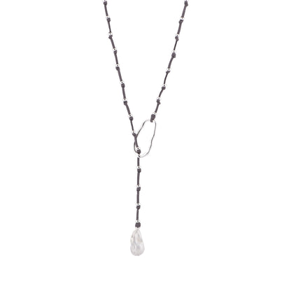 Carina - Adjustable baroque pearl necklace (Grey)