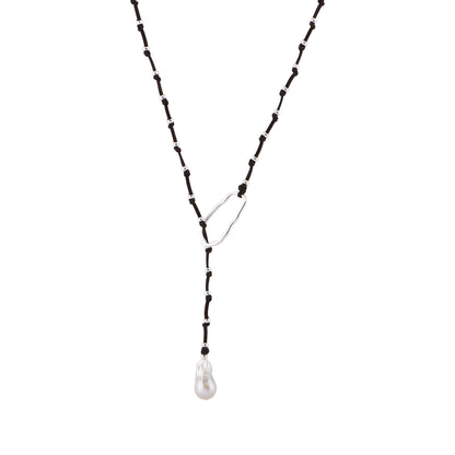 Carina - Adjustable baroque pearl necklace (Dark brown)