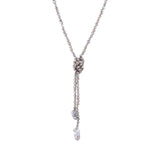 Denise - Baroque and Freshwater pearl lariat necklace (Silver pearls, tied)