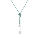 Lucy - Turquoise baroque pearl lariat necklace (Tied)