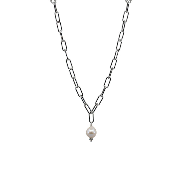 Diane - Long Paperclip Freshwater Pearl Necklace