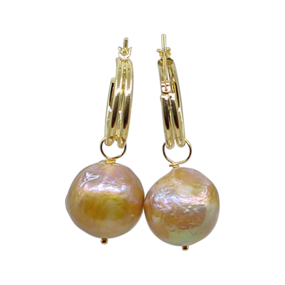 Hydra - Gold-Tone Freshwater Pearl Baroque Hoop Earrings