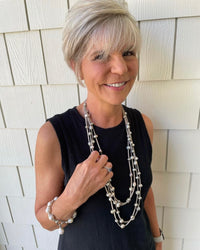 Julie - Long Multi-Strand Suede Freshwater Pearl Necklace