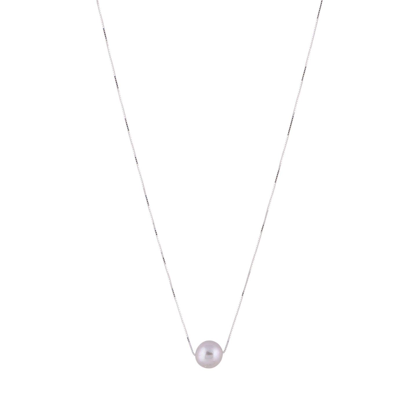 Kelly - Freshwater pearl and sterling silver necklace (Silver pearl)