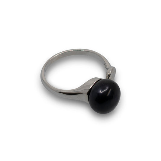 Lala - Silver-Tone Freshwater Pearl Adjustable Ring