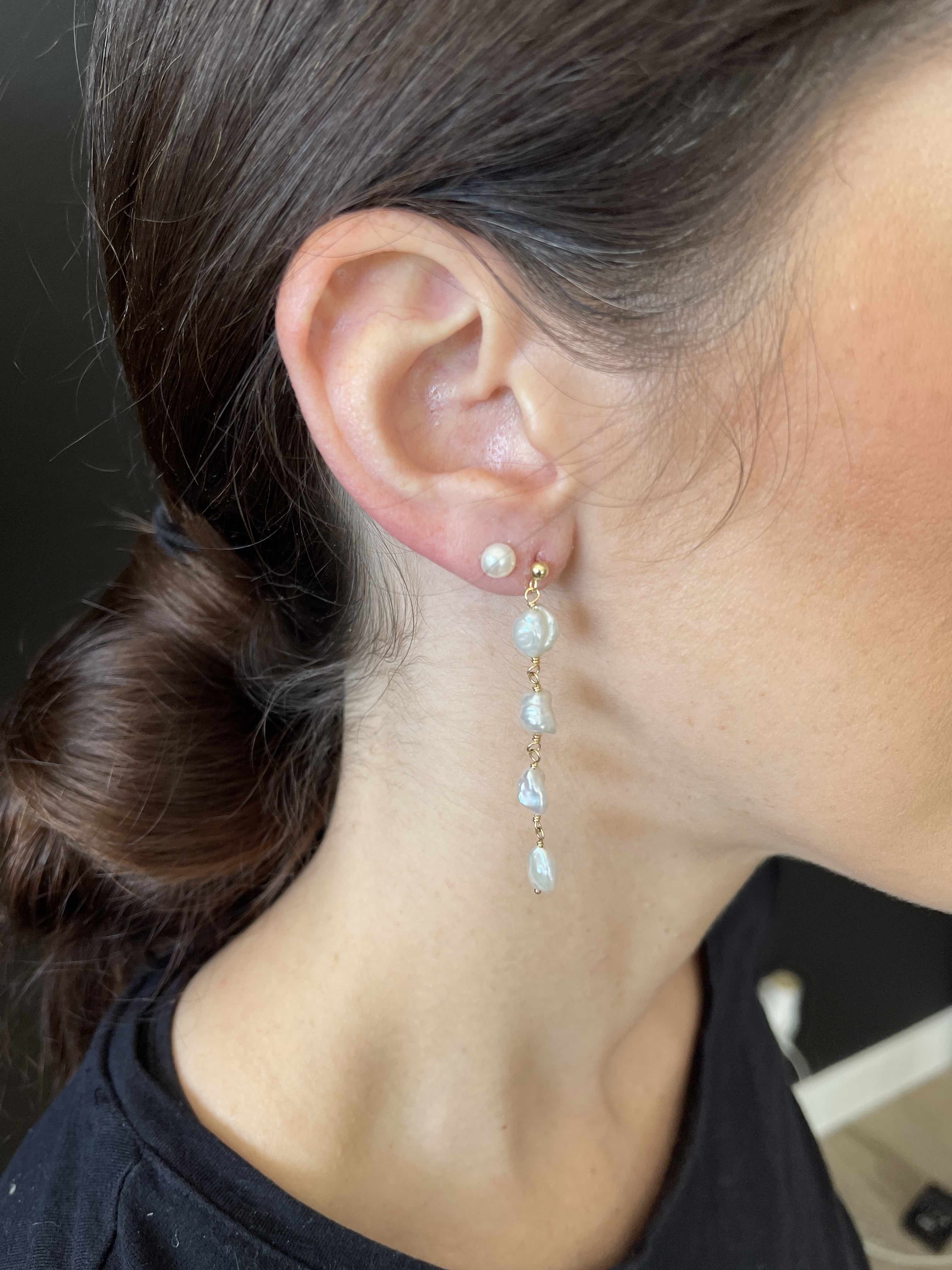 Natural pearl lane earrings_HL9522