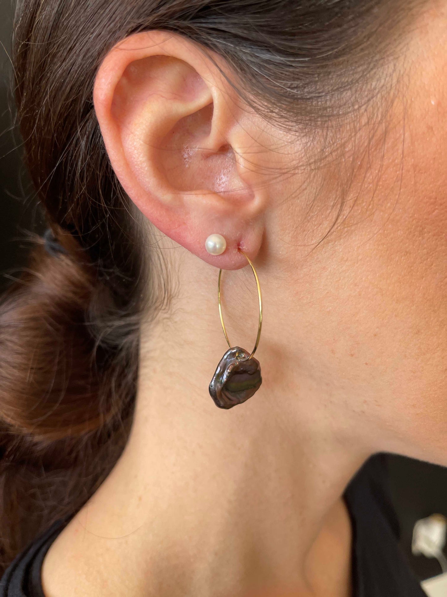 Mahal - Gold-Tone Freshwater Pearl Hoop Earrings
