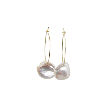 Mahal - Gold-Tone Freshwater Pearl Keshi Hoop Earrings