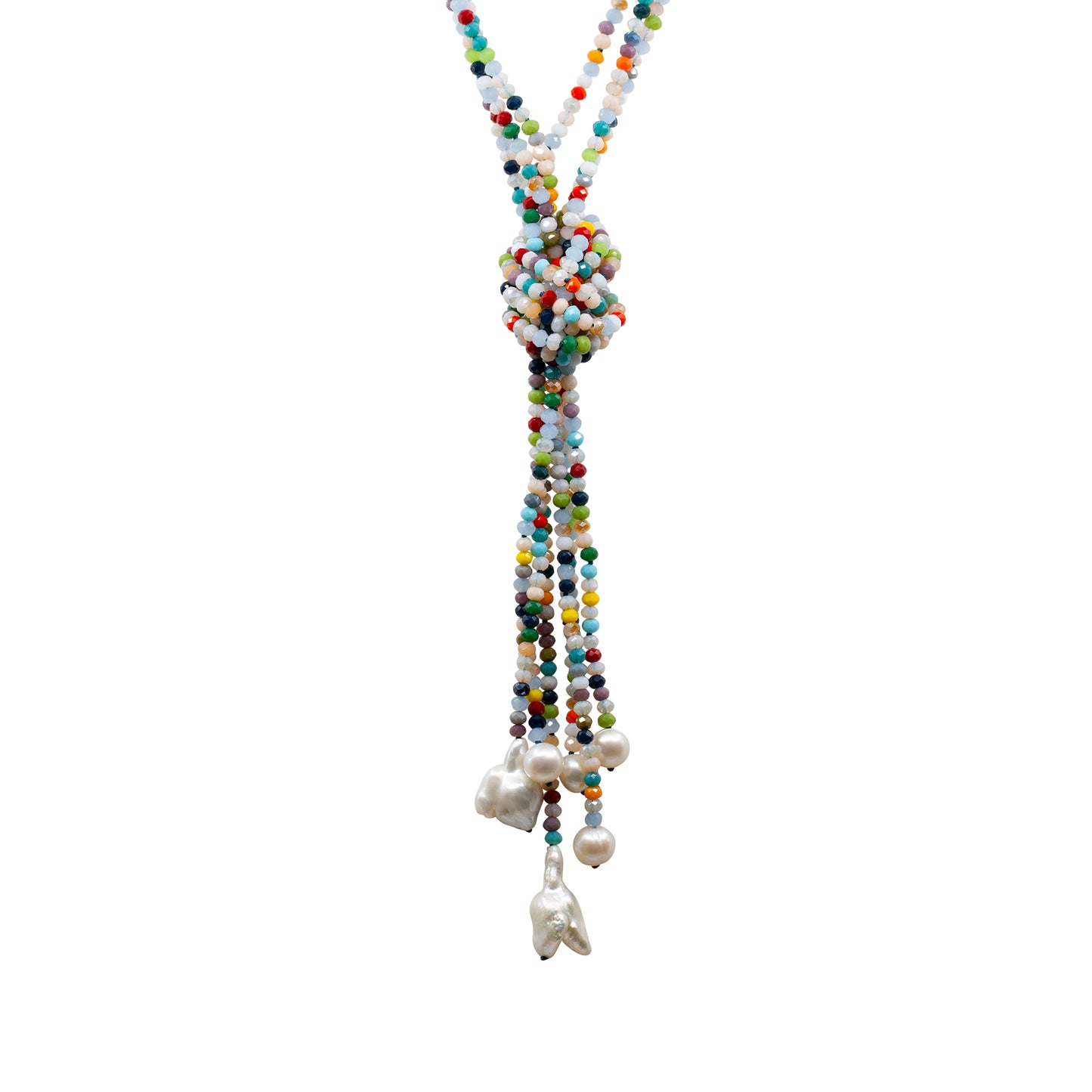 Maria - Crystal and Freshwater Pearl Baroque Lariat