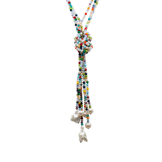 Maria - Crystal and Freshwater Pearl Baroque Lariat