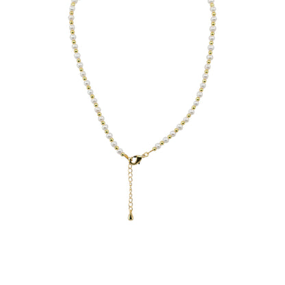 Mia - Gold-Tone Bead and Petite Freshwater Pearl Necklace