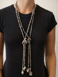 Denise - Baroque and Freshwater pearl lariat necklace (2 colors, tied & shirt)
