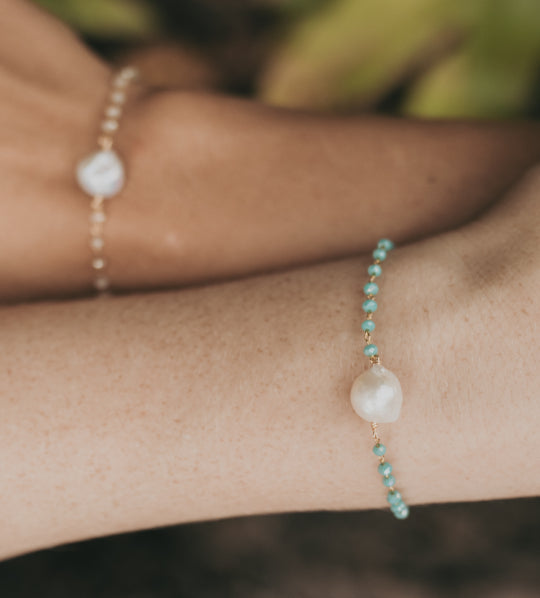 Hudson - Freshwater pearl and crystal bracelet (Wrist #2)
