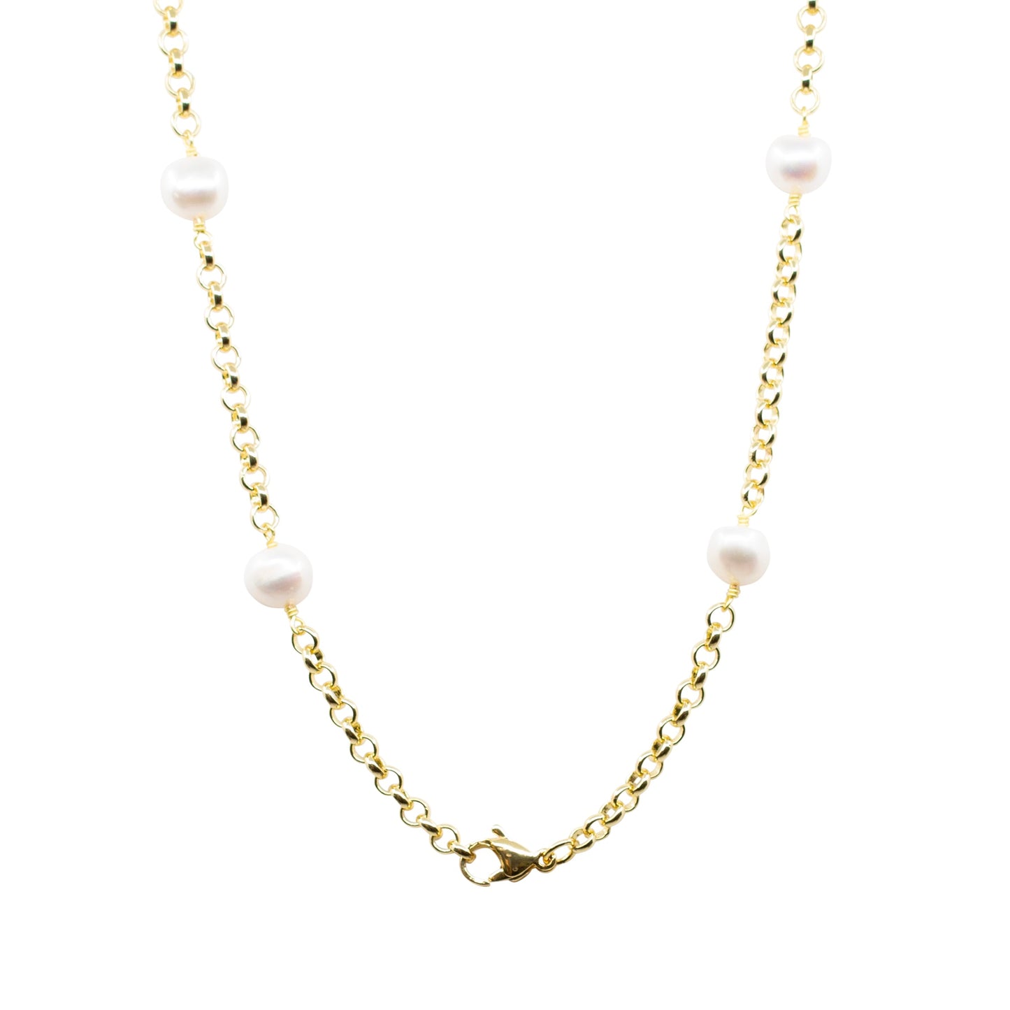 Rhoda - Gold-Tone Chain and Freshwater Pearl Necklace No