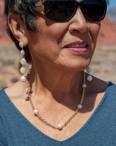 Rhoda - Gold-Tone Chain and Freshwater Pearl Necklace