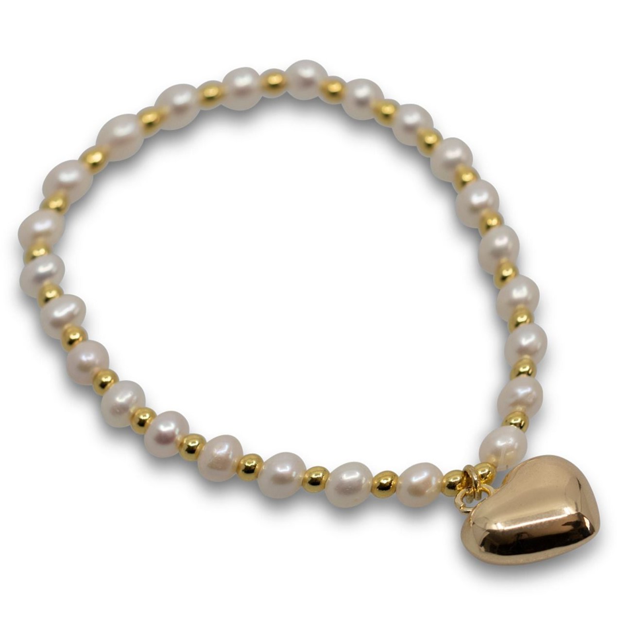 Sabine - Gold-Tone Bead and Freshwater Pearl Stretch Bracelet