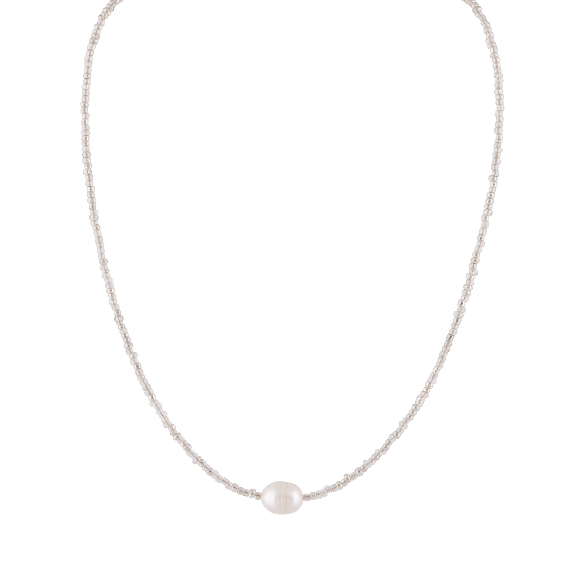 【HYERES LOR】25SS★ H Edit Silver (Y) Freshwater Pearl L NC Cultured Freshwater Pearl Necklace in Sterling Silver, 24”