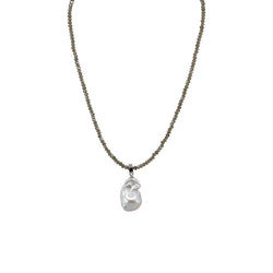 Stacey - Crystal and Freshwater Pearl Baroque Necklace
