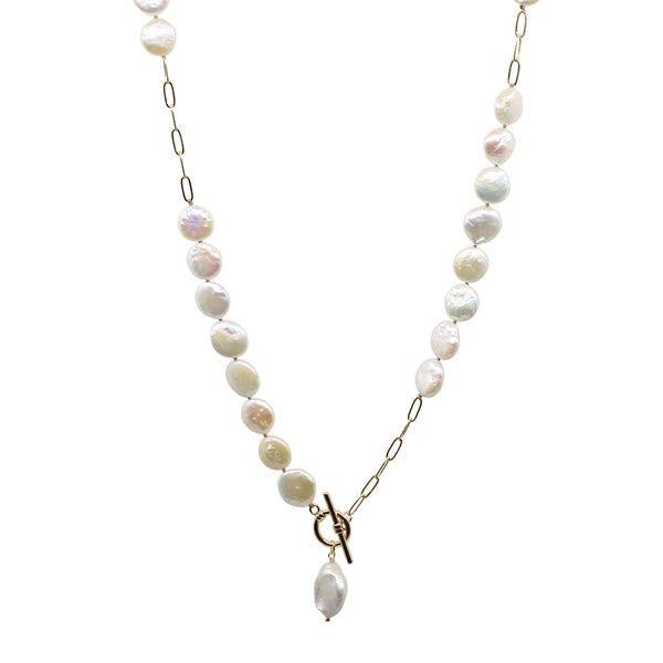 【TATIANA】(Silver925) Fresh Water Pearl Ribbon Necklace MUSINSA | TATIANA (Silver 925) Freshwater Pearl Ribbon